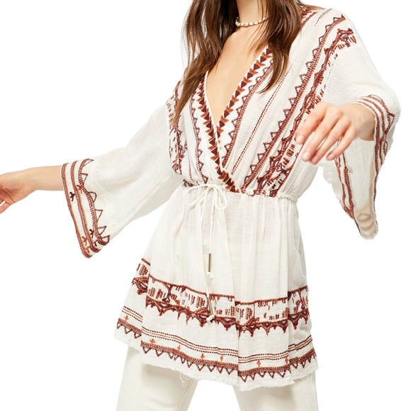 NWT Free People Boho Saffron Embroidered Festival Tunic. Size S - Picture 1 of 8